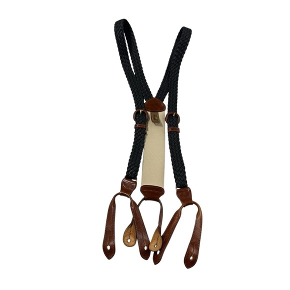 Trafalgar braided leather button end suspenders braces one size steam punk - Picture 1 of 5